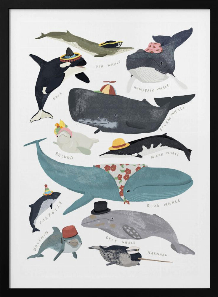 Walvissen in hoeden | Poster