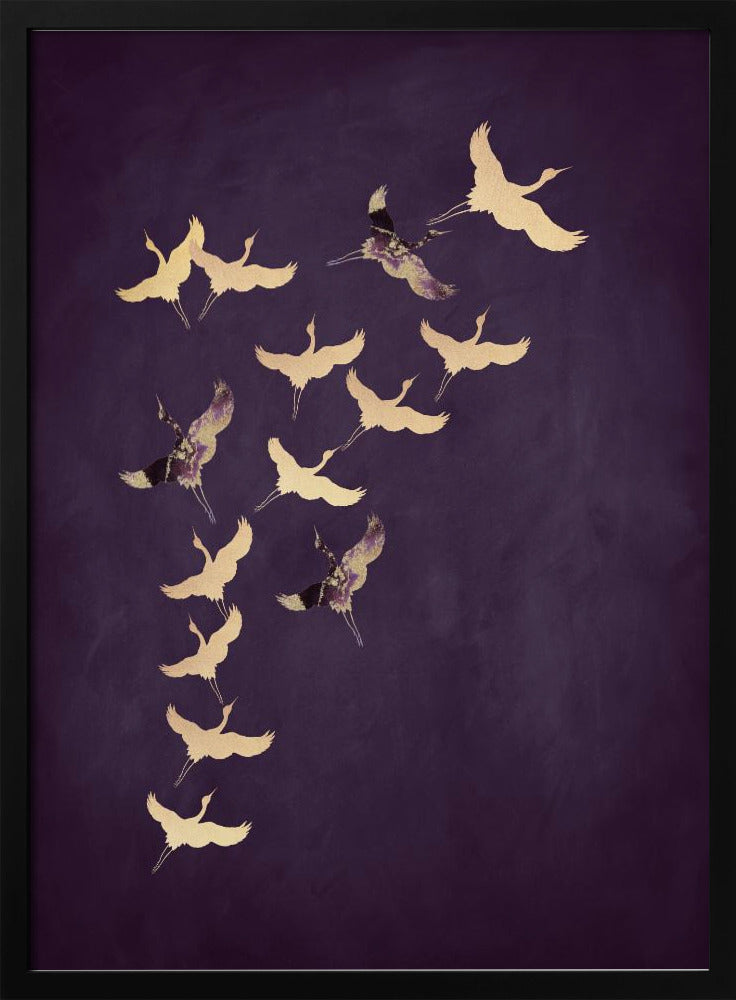 Paarse vliegende kraanvogels | Poster