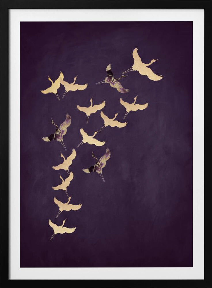 Paarse vliegende kraanvogels | Poster