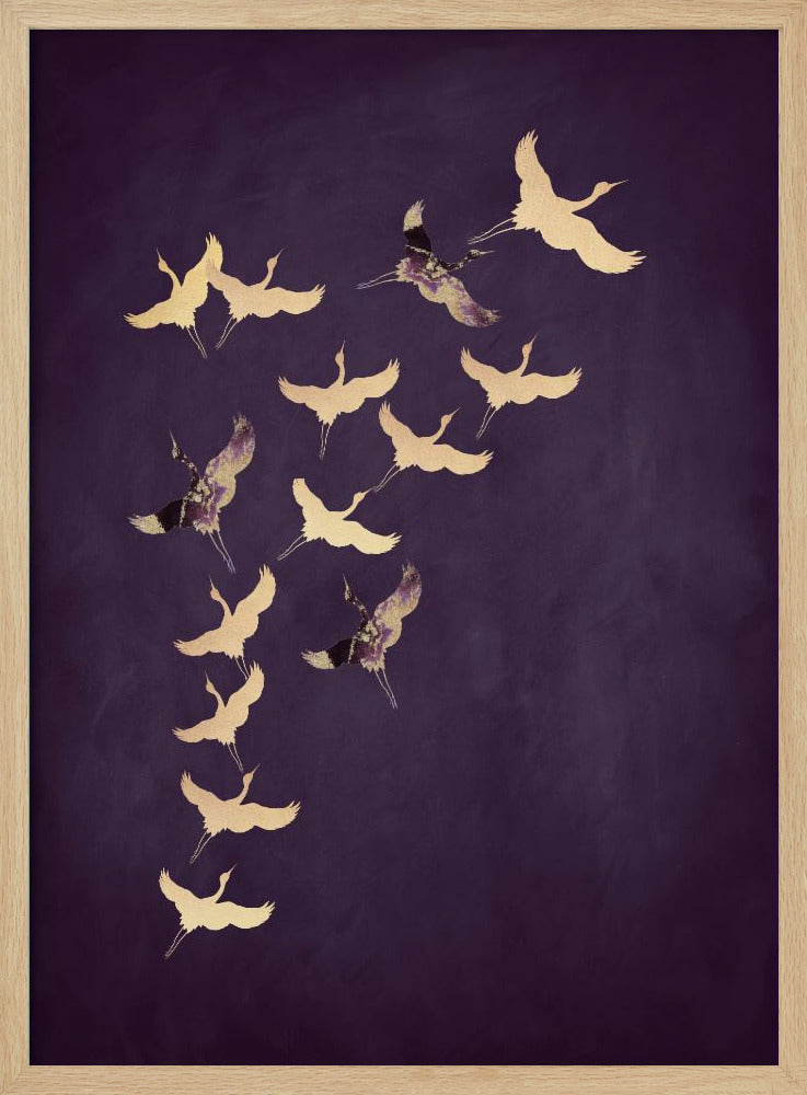 Paarse vliegende kraanvogels | Poster