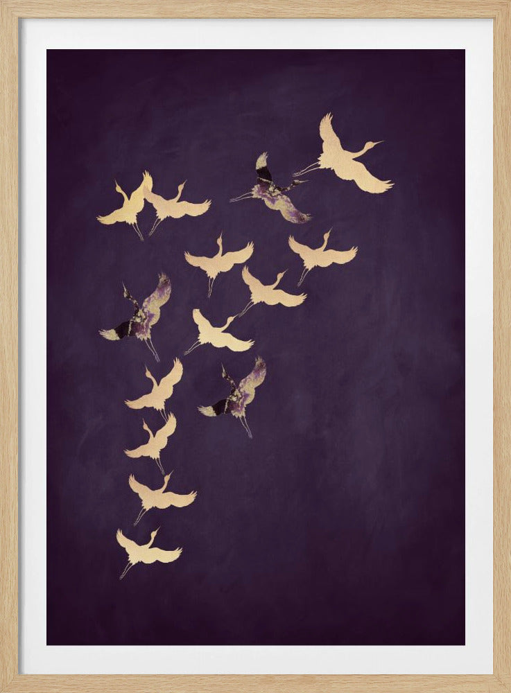 Paarse vliegende kraanvogels | Poster