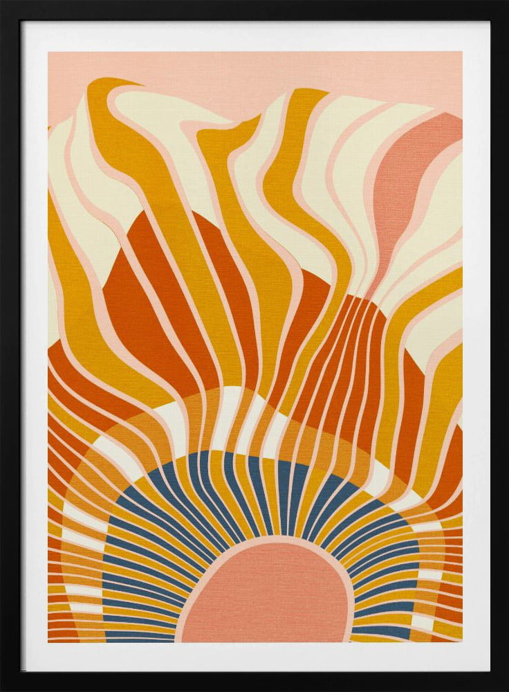 Regenboog Plus Vormen Blauw Mosterd12 | Poster