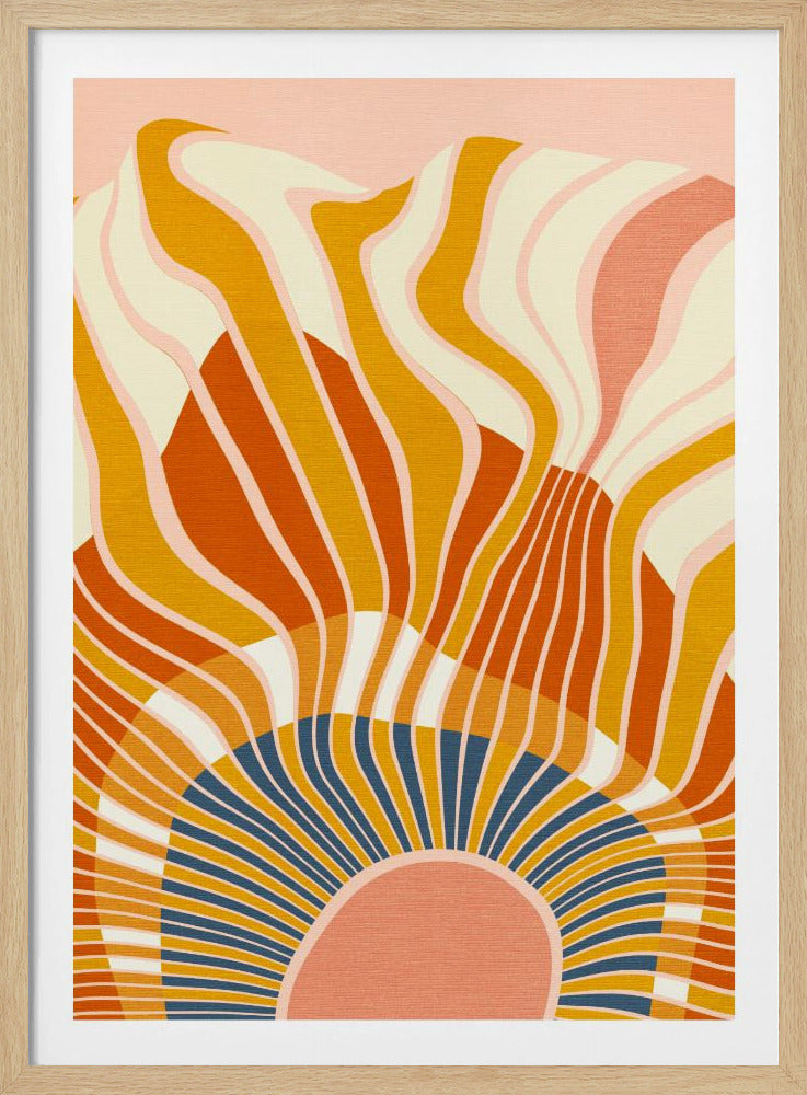 Regenboog Plus Vormen Blauw Mosterd12 | Poster