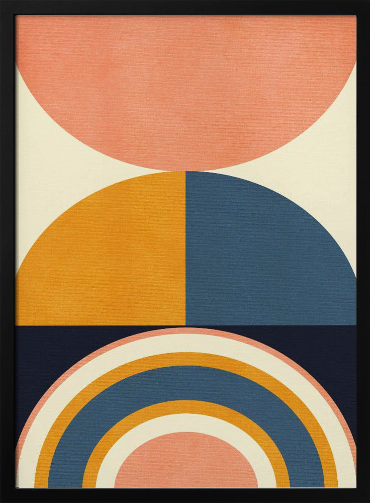 Regenboog Plus Vormen Blauw Mosterd10 | Poster