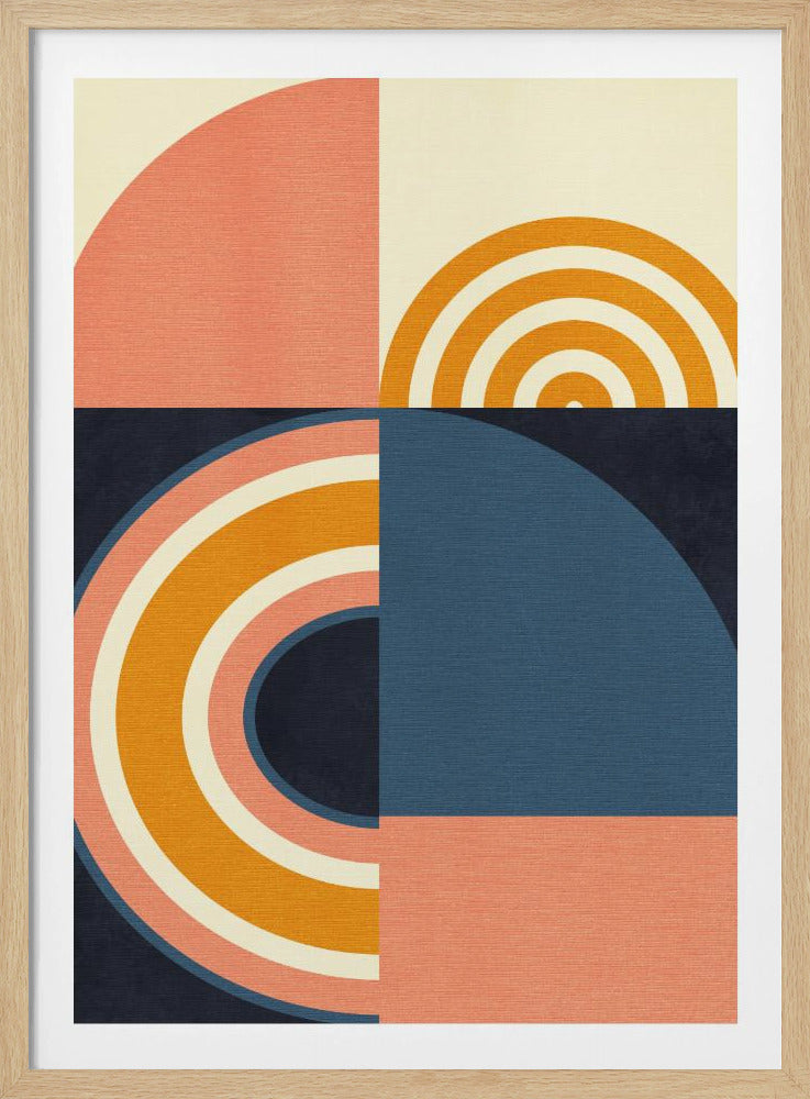 Regenboog Plus Vormen Blauw Mosterd9 | Poster