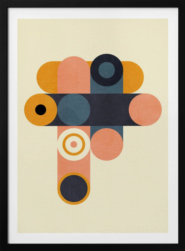 Regenboog Plus Vormen Blauw Mosterd8 | Poster