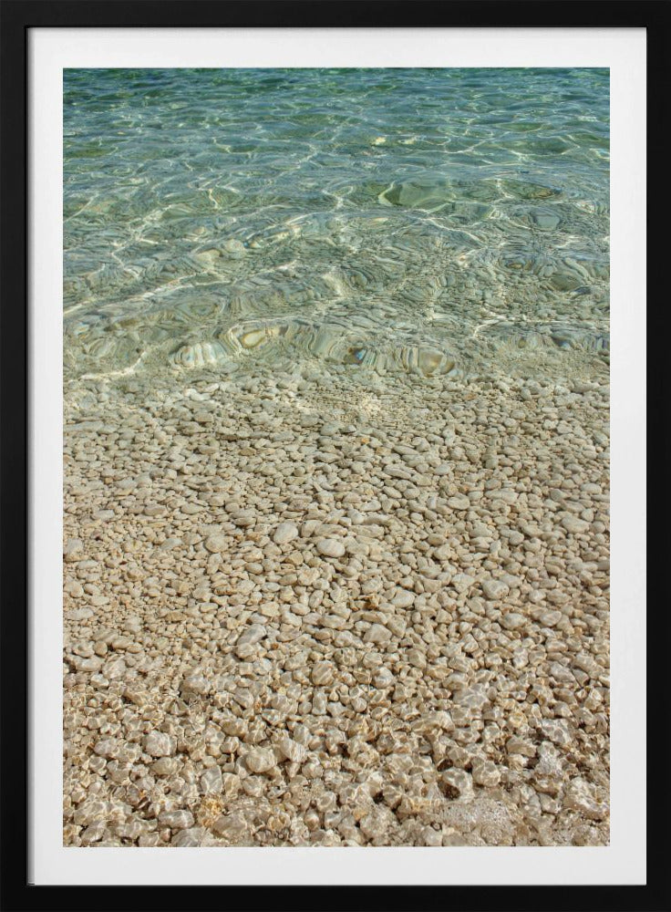 Aqua Ocean en gouden kiezels | Poster