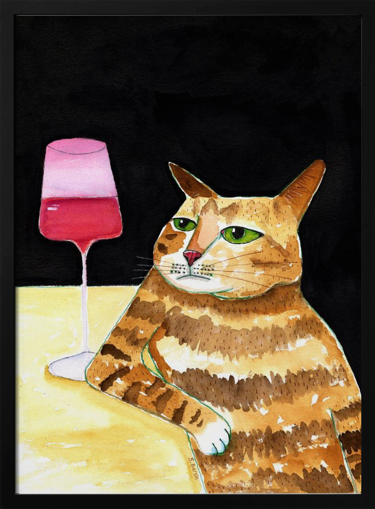 Kattenvrijdagavonddrankjes Wijn Grappige kattenhumor | Poster