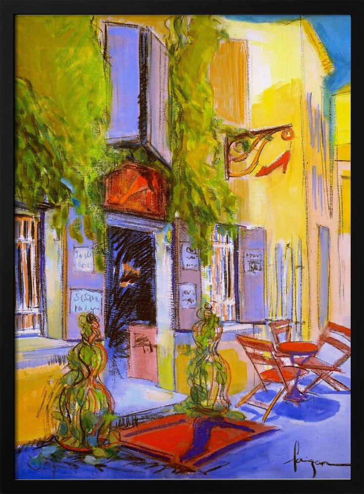 Zonnig Binnenplaats Café | Poster
