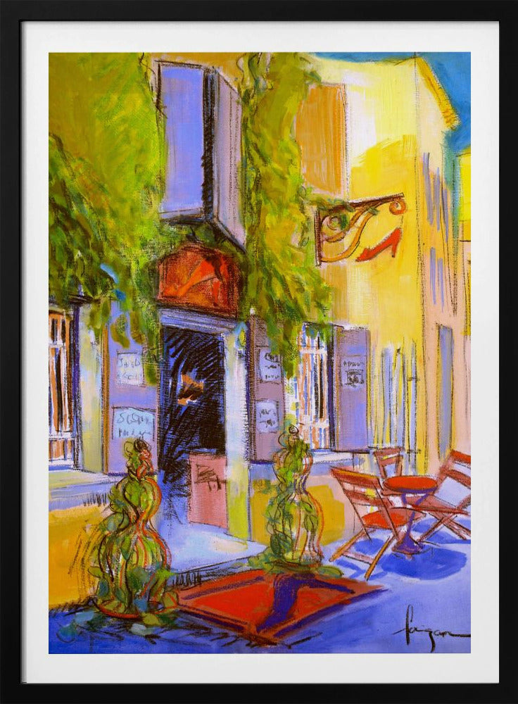 Zonnig Binnenplaats Café | Poster