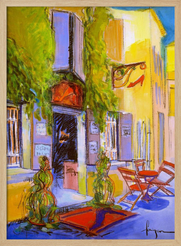 Zonnig Binnenplaats Café | Poster