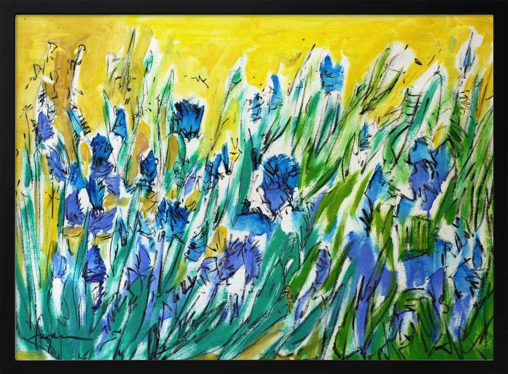 Uitbarsting van blauwe bloemen | Poster