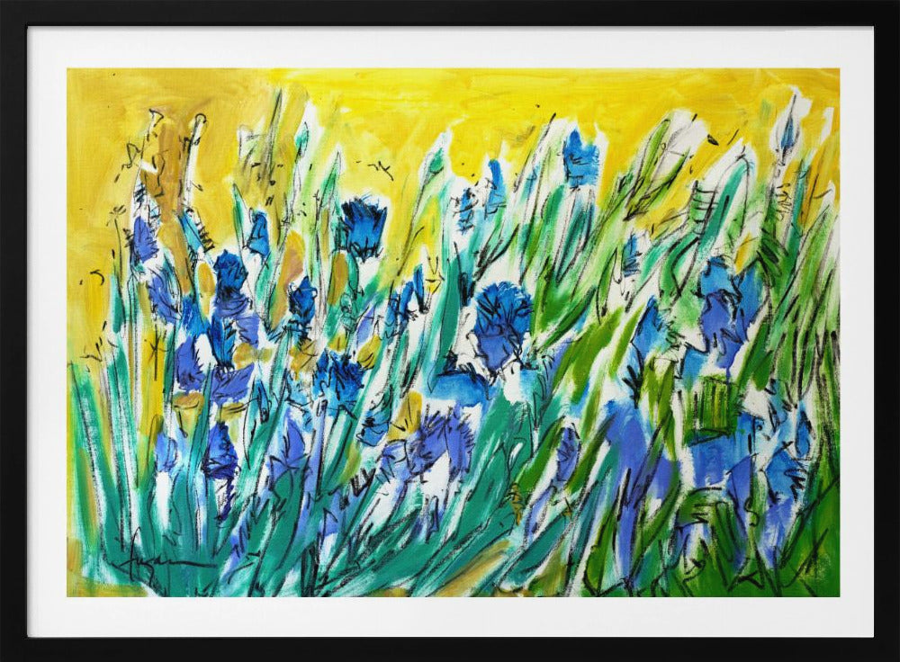 Uitbarsting van blauwe bloemen | Poster