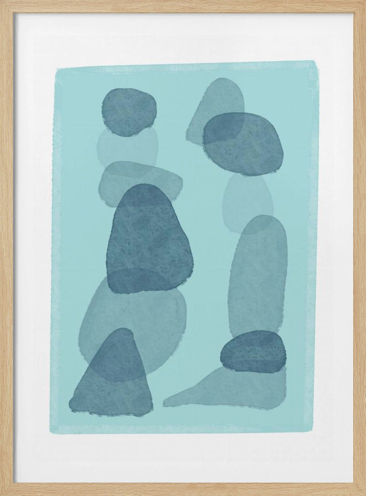 aquarelvlekken blauw abstract minimal modern art | Poster