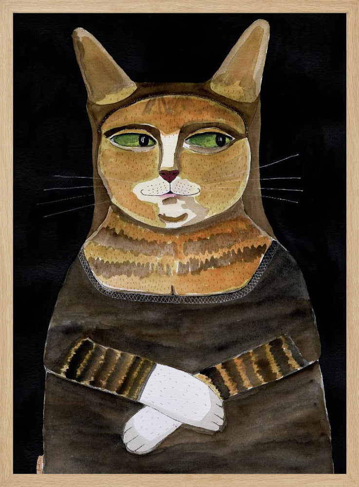 Mona Lisa Kat Grappige Kattenhumor Gember Oranje Kat | Poster