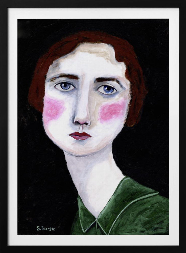 Vintage Vrouw met roze wangen | Poster