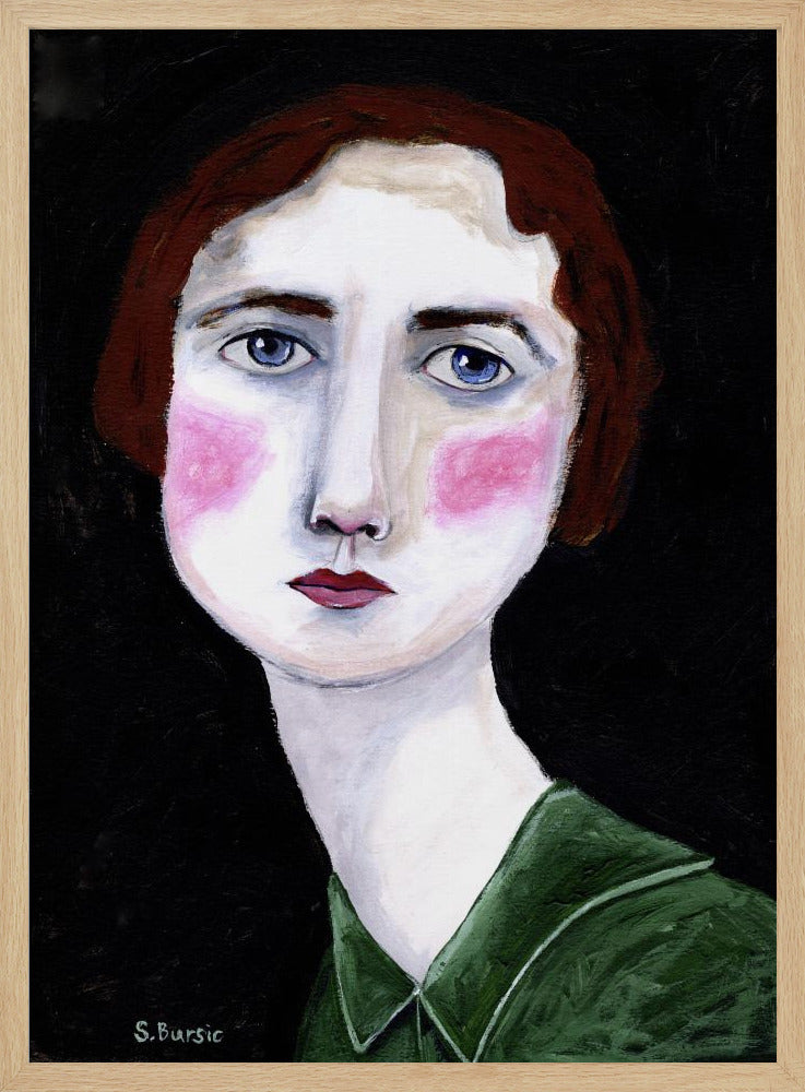 Vintage Vrouw met roze wangen | Poster