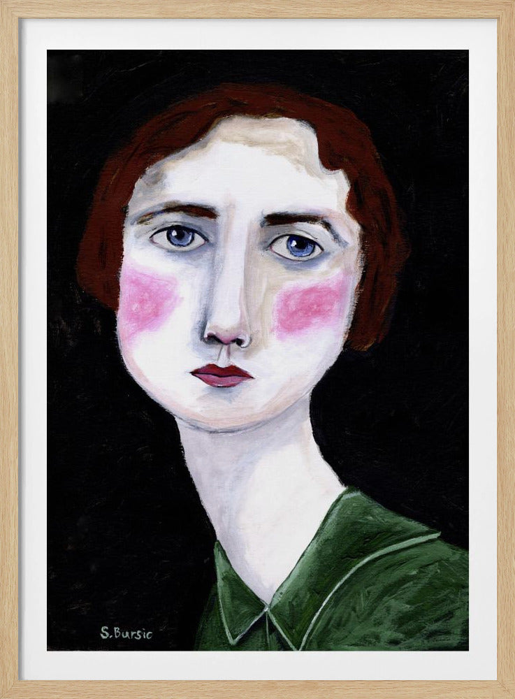 Vintage Vrouw met roze wangen | Poster