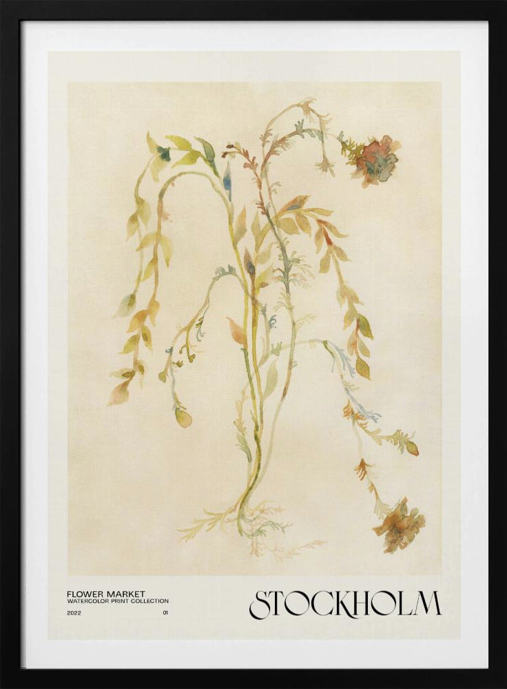 Collectie aquarelprints. Bloemenmarkt - Stockholm | Poster