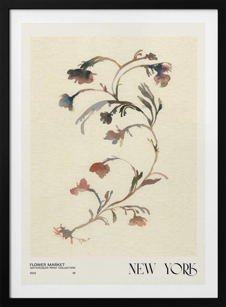 Collectie aquarelprints. Bloemenmarkt - New York | Poster