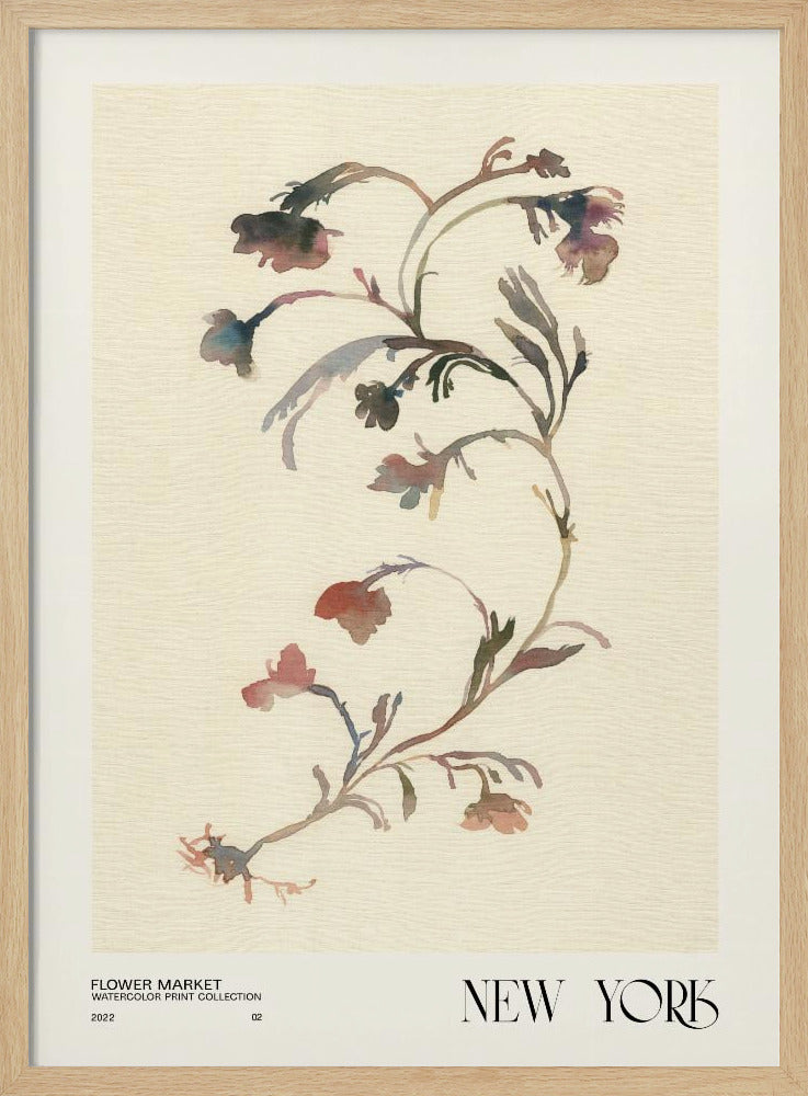 Collectie aquarelprints. Bloemenmarkt - New York | Poster