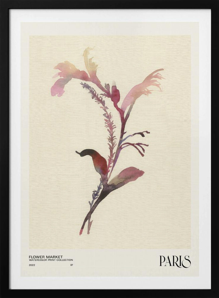 Collectie aquarelprints. Bloemenmarkt - Parijs | Poster