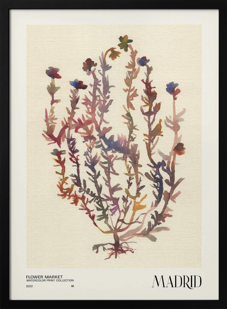 Collectie aquarelprints. Bloemenmarkt - Madrid | Poster