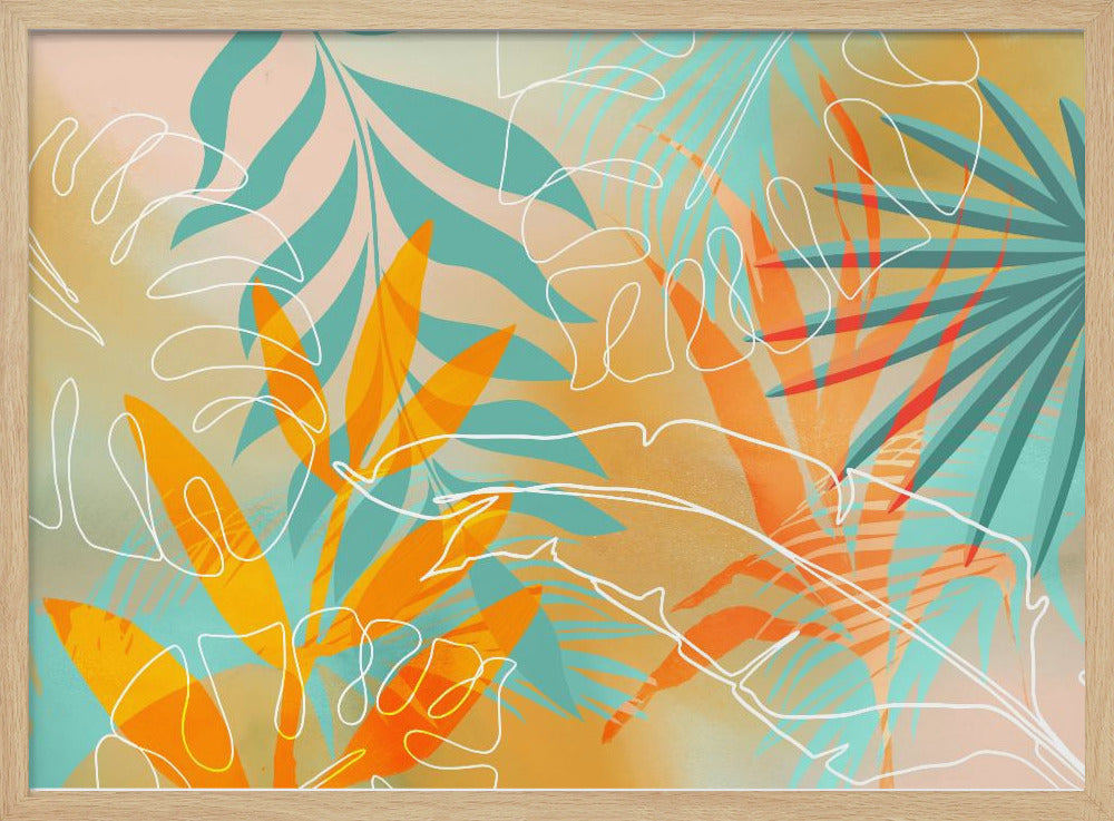 Tropische zomer oranje turquoise | Poster