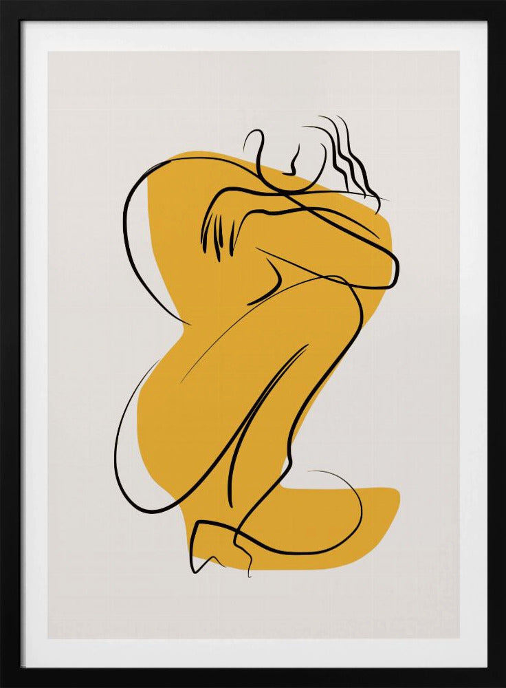Zelfknuffel Naakt in Lineair Abstract | Poster
