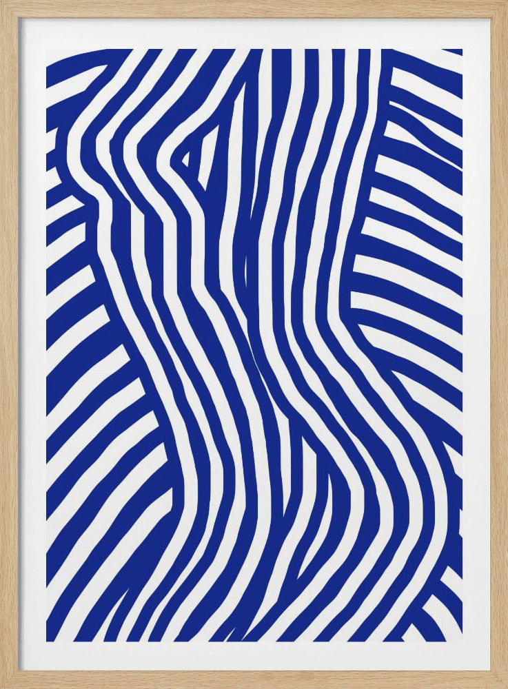 Blauw en wit gestreept naakt | Poster