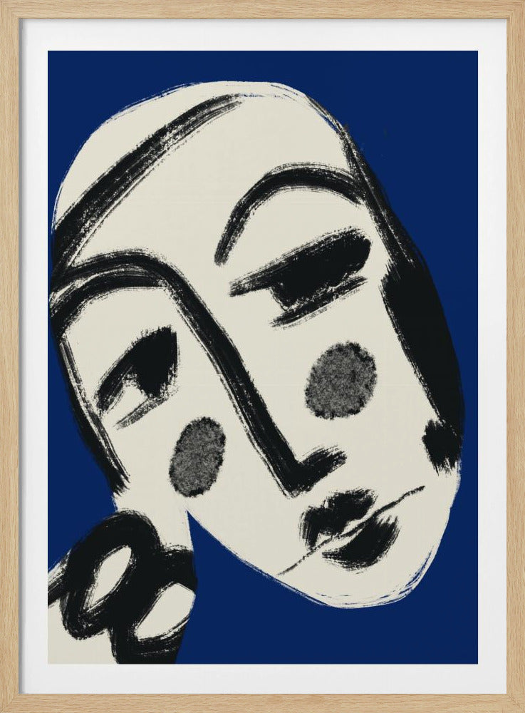 Rustend portret in blauw | Poster