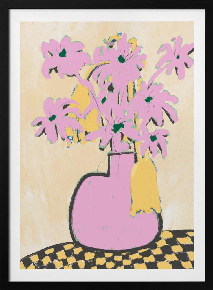 Roze bloemen in een vaas | Poster