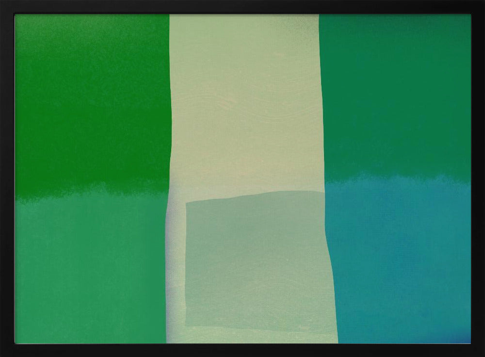 Minimalistische compositie met levendige groene en blauwe tinten | Poster