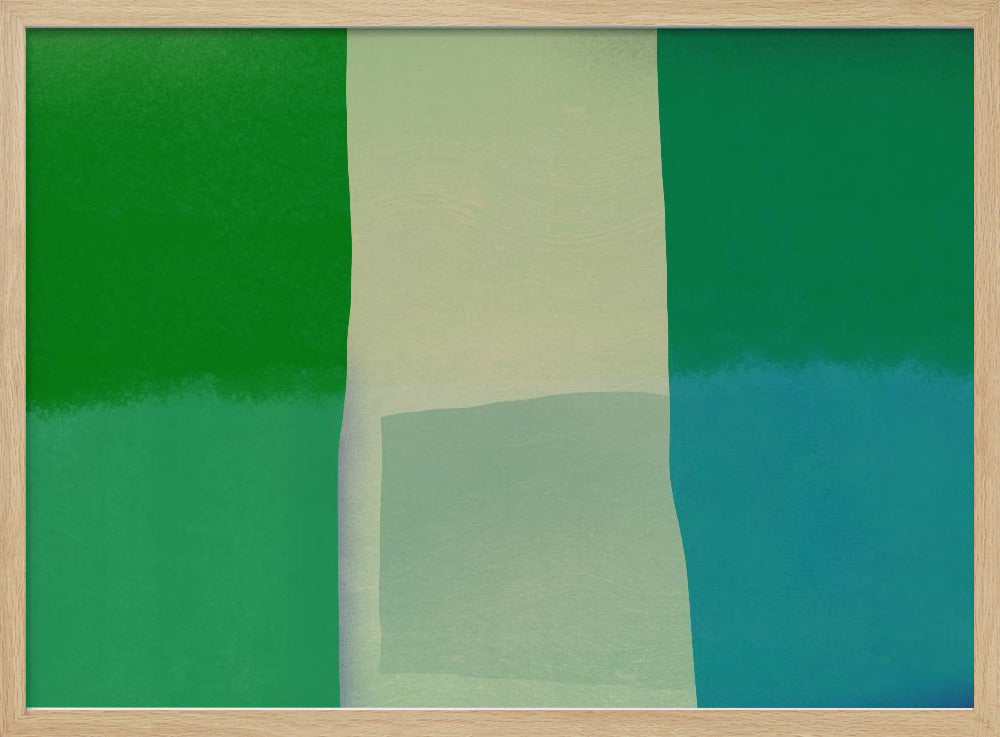 Minimalistische compositie met levendige groene en blauwe tinten | Poster