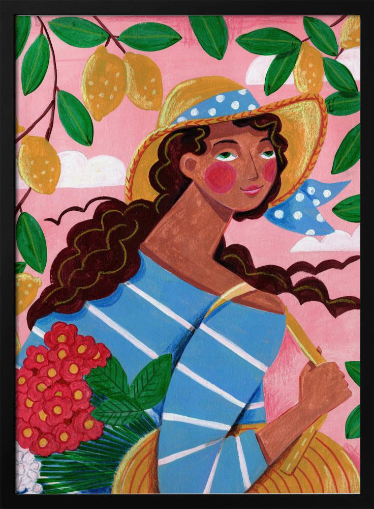 Portret van een vrouw aan de Amalfikust in Italië | Poster