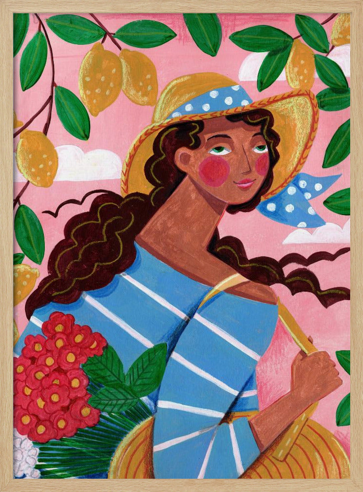 Portret van een vrouw aan de Amalfikust in Italië | Poster