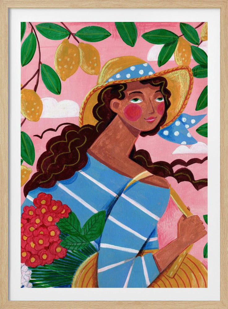 Portret van een vrouw aan de Amalfikust in Italië | Poster