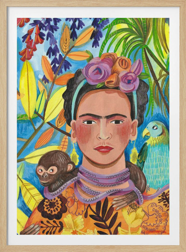 Frida en haar papegaaien | Poster