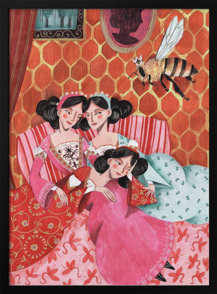 De koningin bij en roze prinsessen | Poster