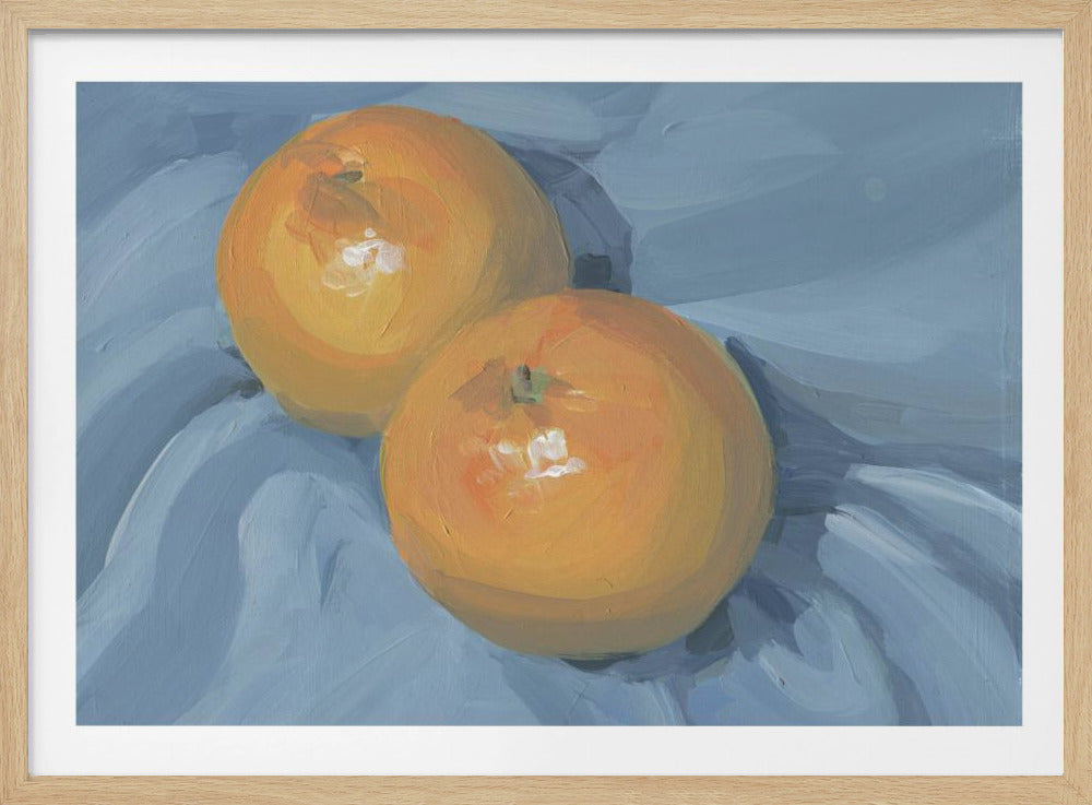 Sinaasappels op blauw | Poster