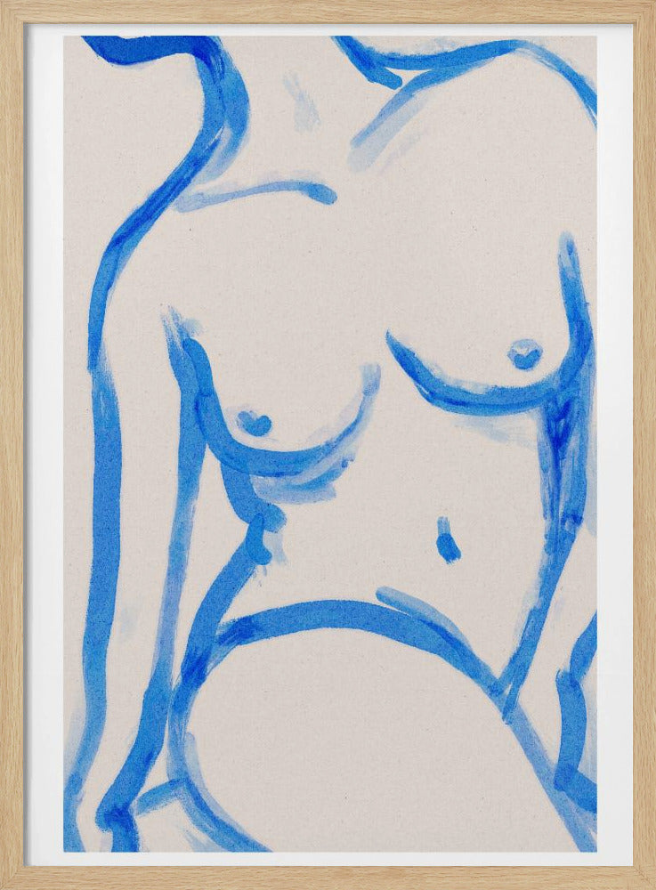 Blauwe contour naakt | Poster