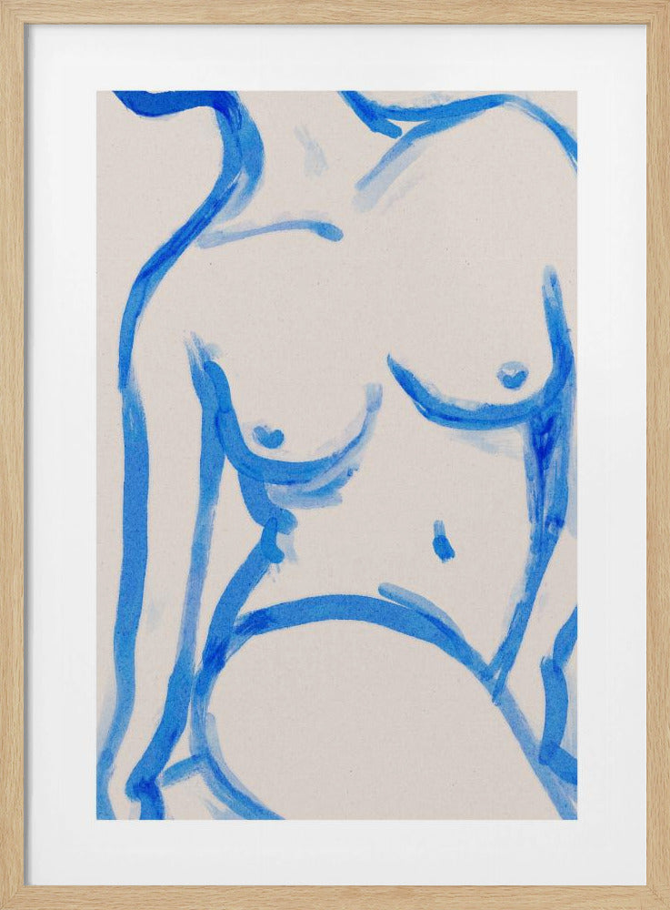 Blauwe contour naakt | Poster