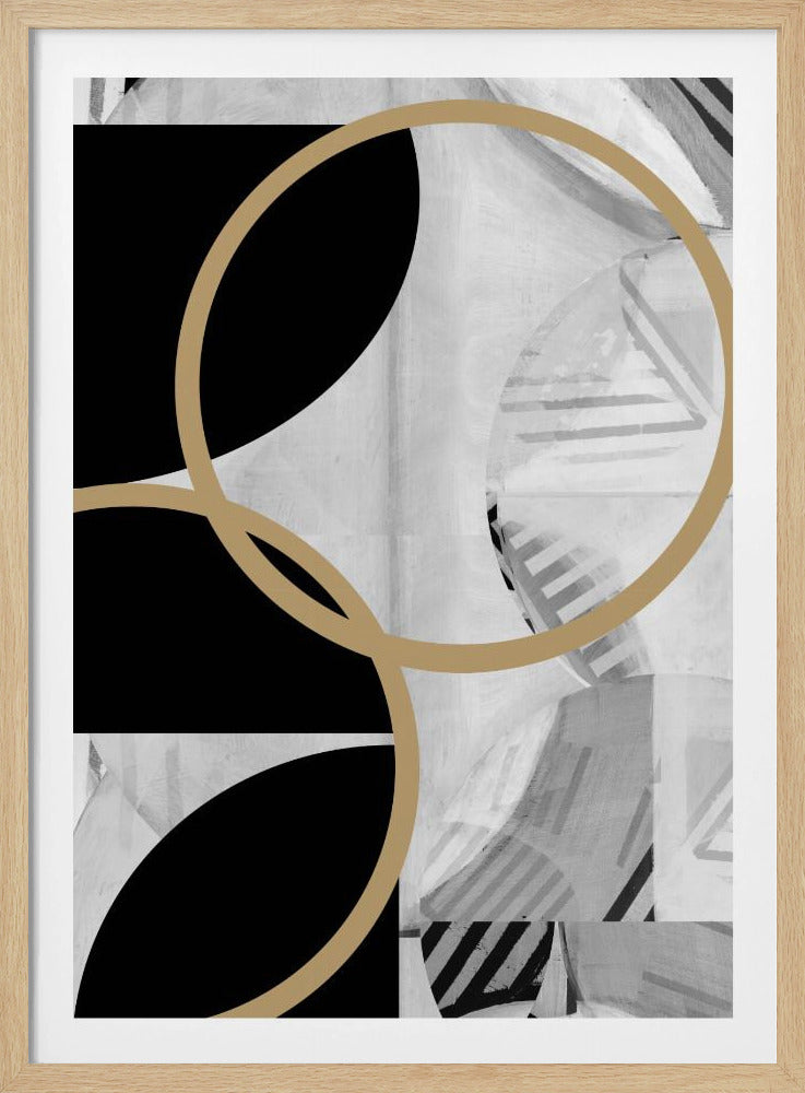 Black and White Stripes Gold Spheres No1 | Poster