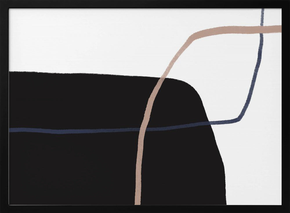 Kruisende lijnen en opvallende zwarte vormen | Poster