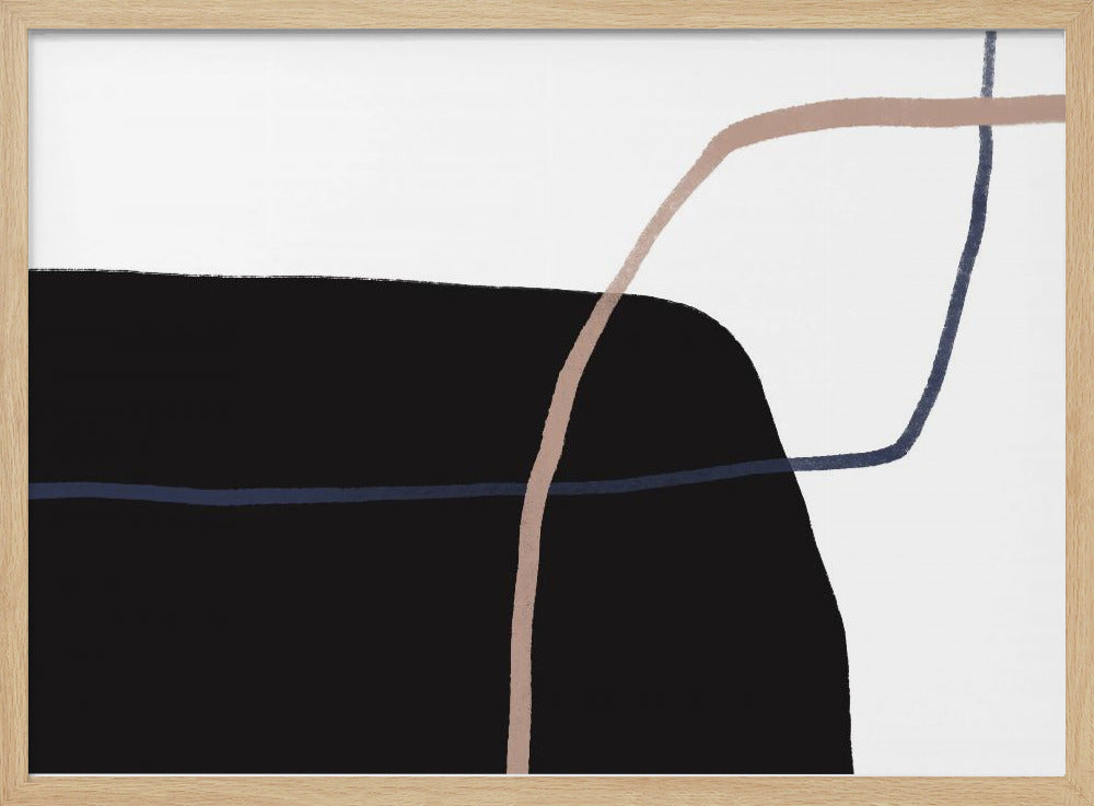 Kruisende lijnen en opvallende zwarte vormen | Poster