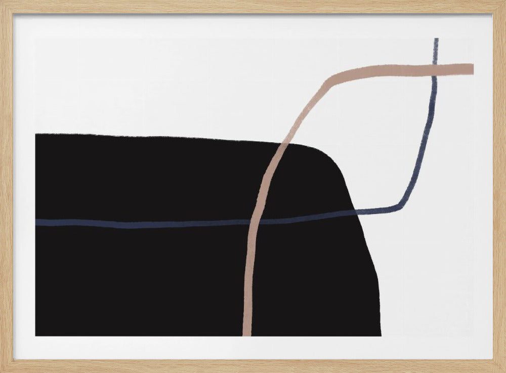 Kruisende lijnen en opvallende zwarte vormen | Poster