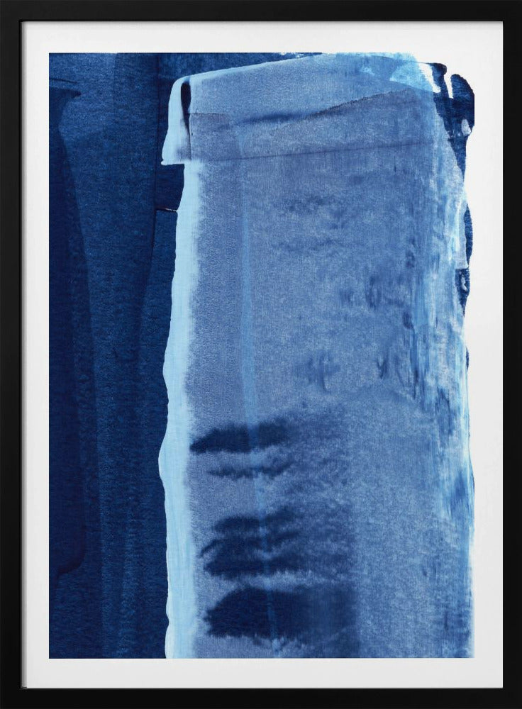 Blauwe textuur met vloeiende verticale lijnen | Poster