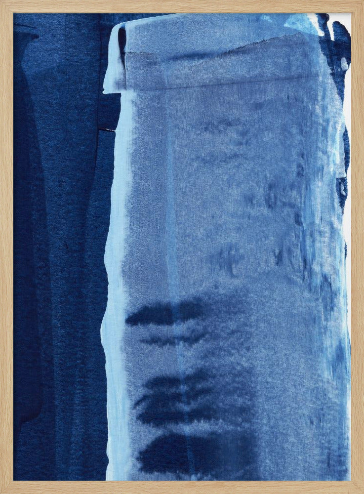 Blauwe textuur met vloeiende verticale lijnen | Poster