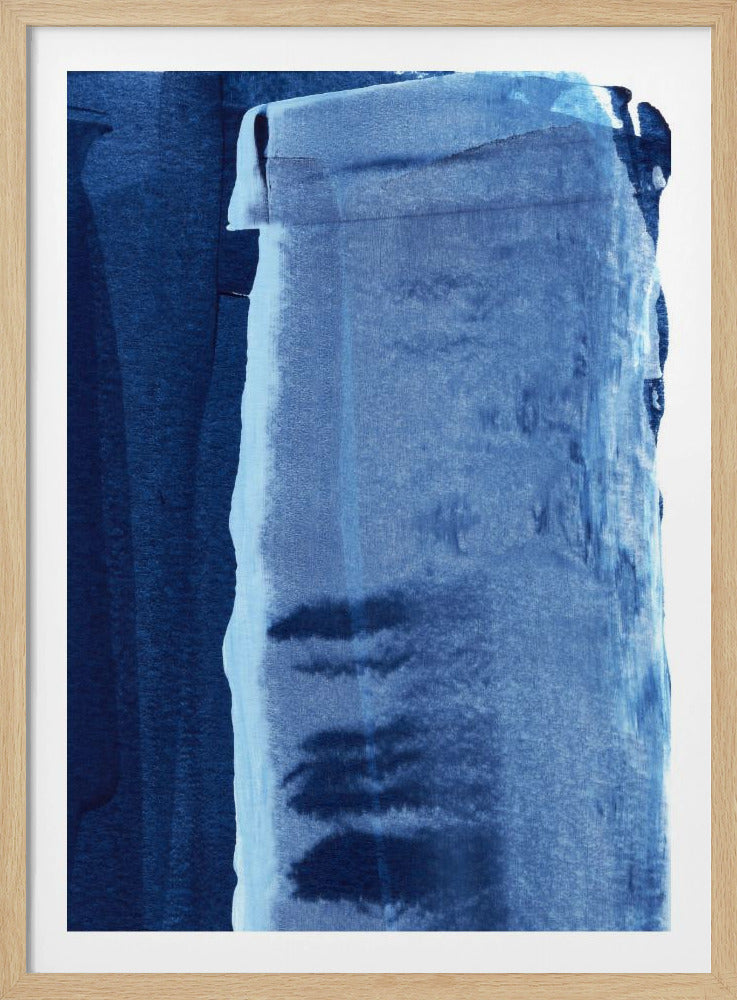 Blauwe textuur met vloeiende verticale lijnen | Poster