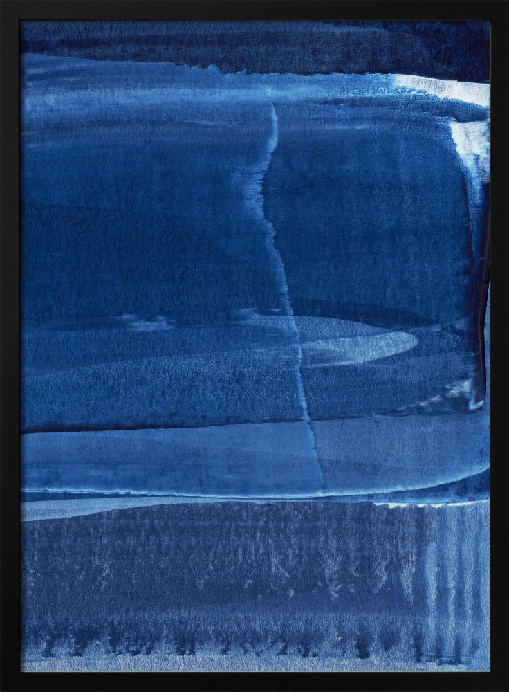 Blauwe textuur met vloeiende verticale lijnen | Poster